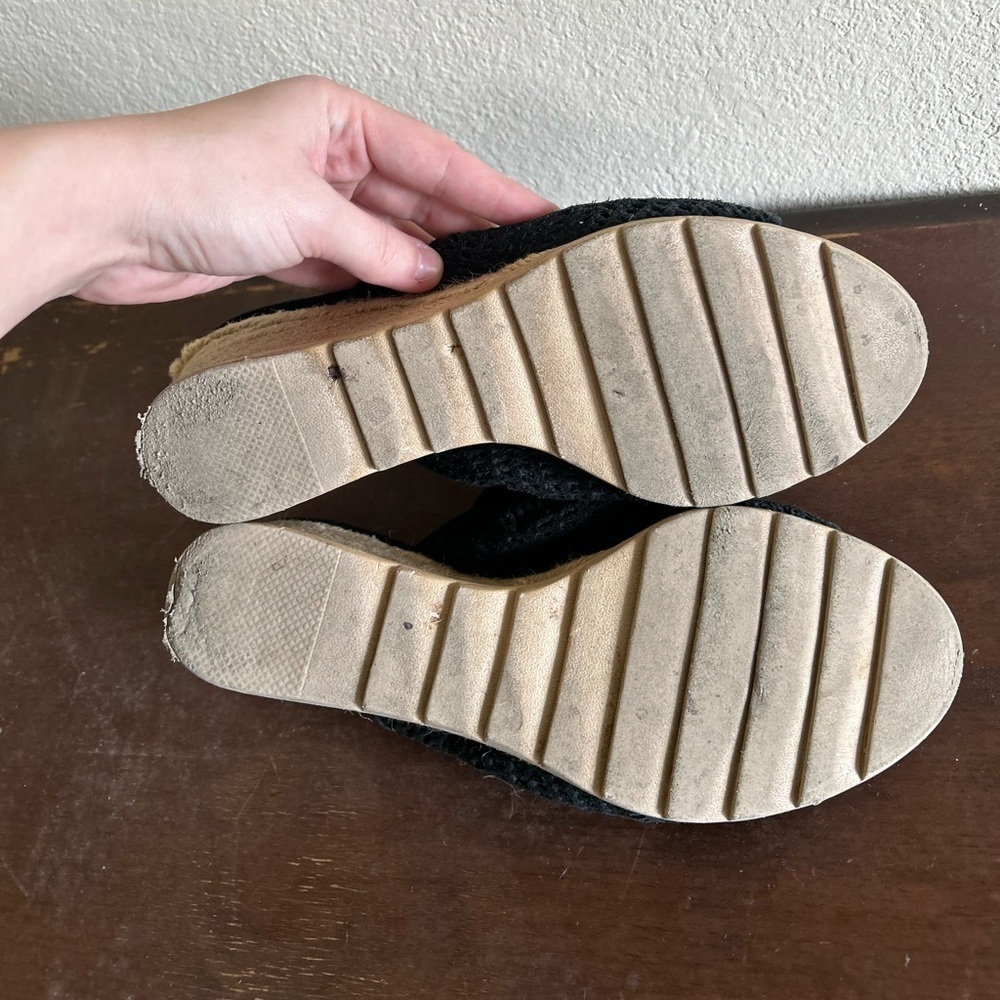 Eileen Fisher Women's Aura Slingback Espadrille Wedge Black Leather Twine Sz 9.5 - Picture 10 of 11